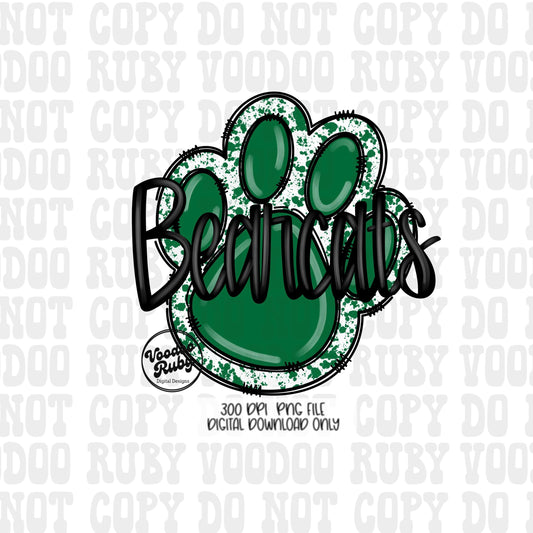Bearcats PNG Design Hand Drawn Digital Download Football png Green Bearcats Paw Mascot DTF Printable Clip Art