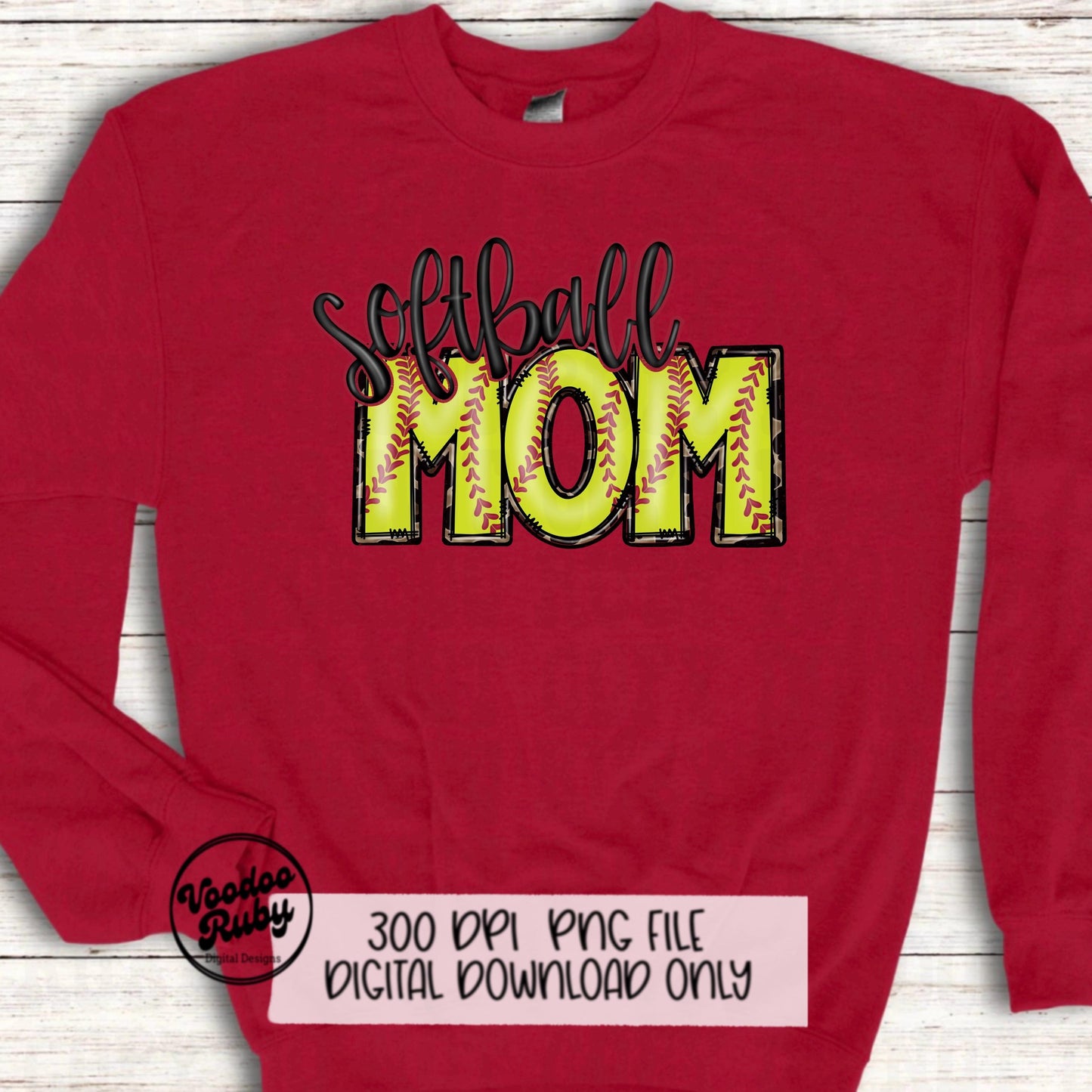 Softball Mom Leopard PNG: Hand-Drawn Doodle Letters (Digital Download