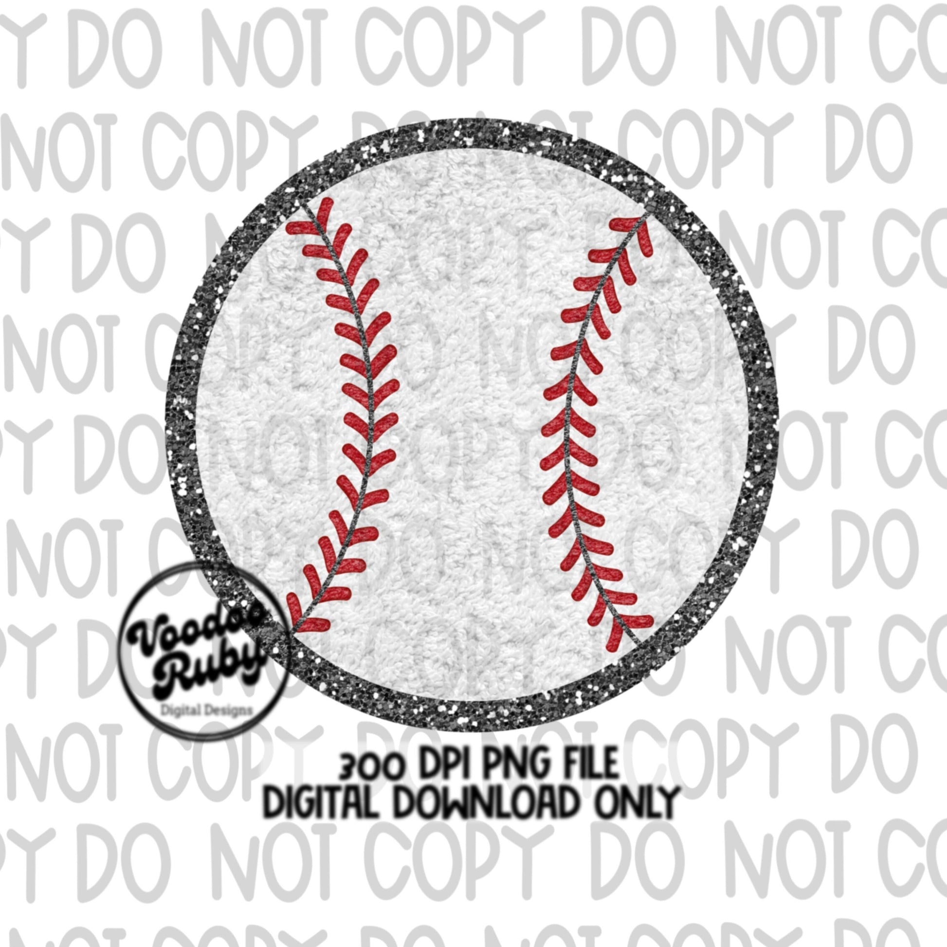 May include: A white baseball with red stitching and a black glitter border. The text &#39;300 DPI PNG FILE DIGITAL DOWNLOAD ONLY&#39; is at the bottom of the image.