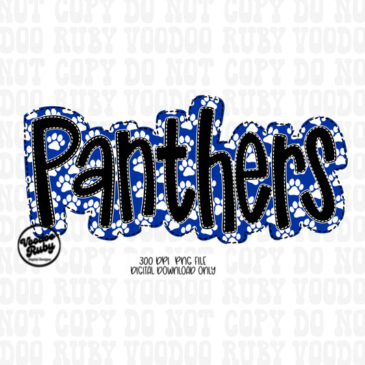 Panthers PNG Design Embroidery Faux Applique Hand Drawn Digital Download Sublimation Panthers DTF Printable Mascot Football