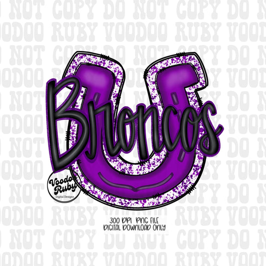 Broncos PNG Design Sublimation Hand Drawn Digital Download Purple Broncos PNG Mascot Football png DTF Printable Broncos Clip Art