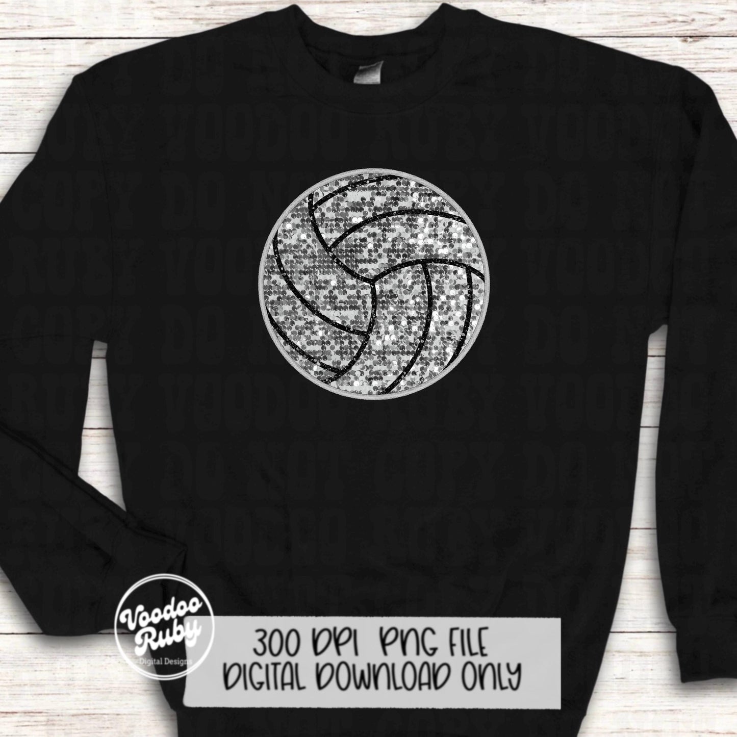 Sequin Volleyball PNG Design Sublimation Hand Drawn Digital Download Faux Sequins Patch png Volleyball Clip Art Volleyball DTF Printable