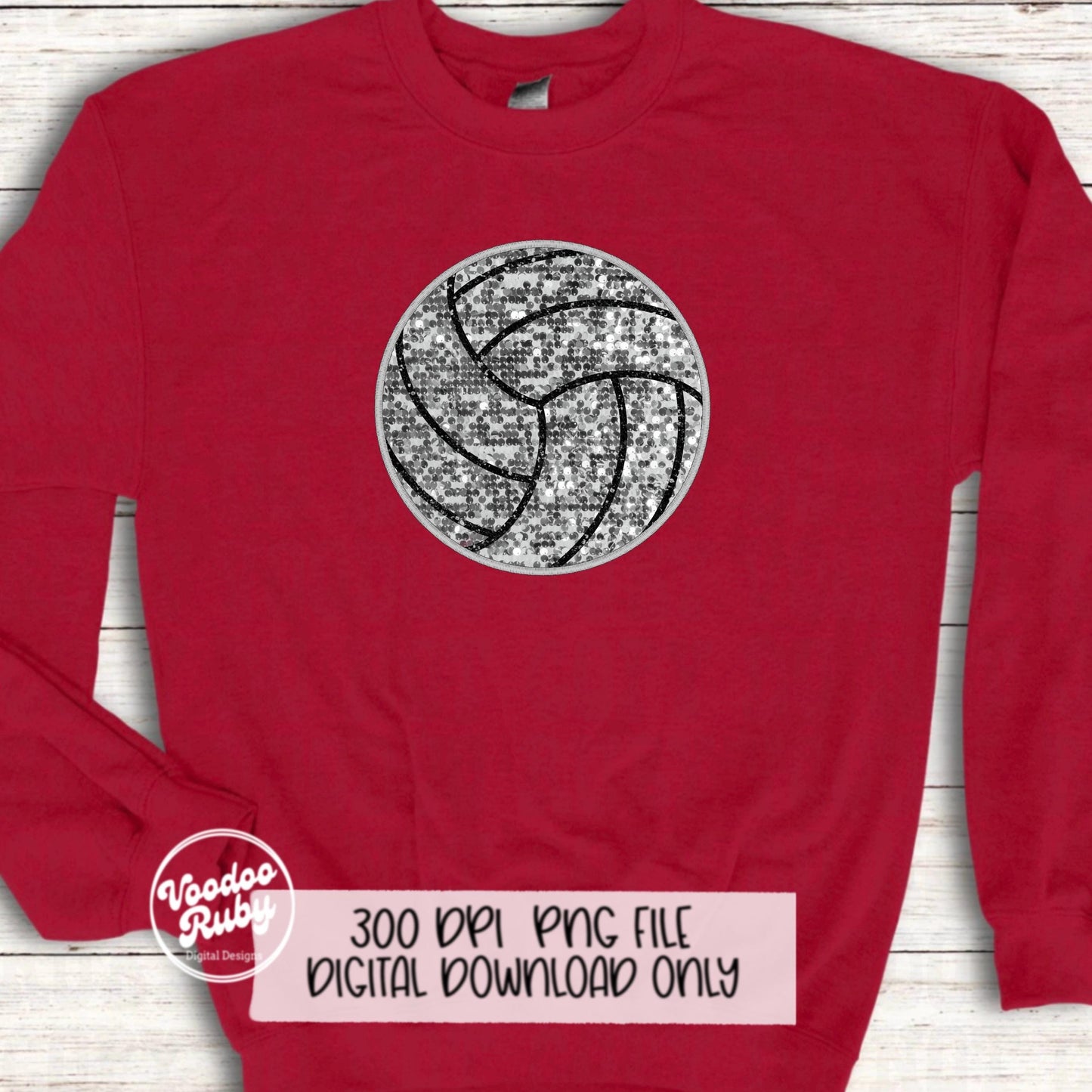 Sequin Volleyball PNG Design Sublimation Hand Drawn Digital Download Faux Sequins Patch png Volleyball Clip Art Volleyball DTF Printable