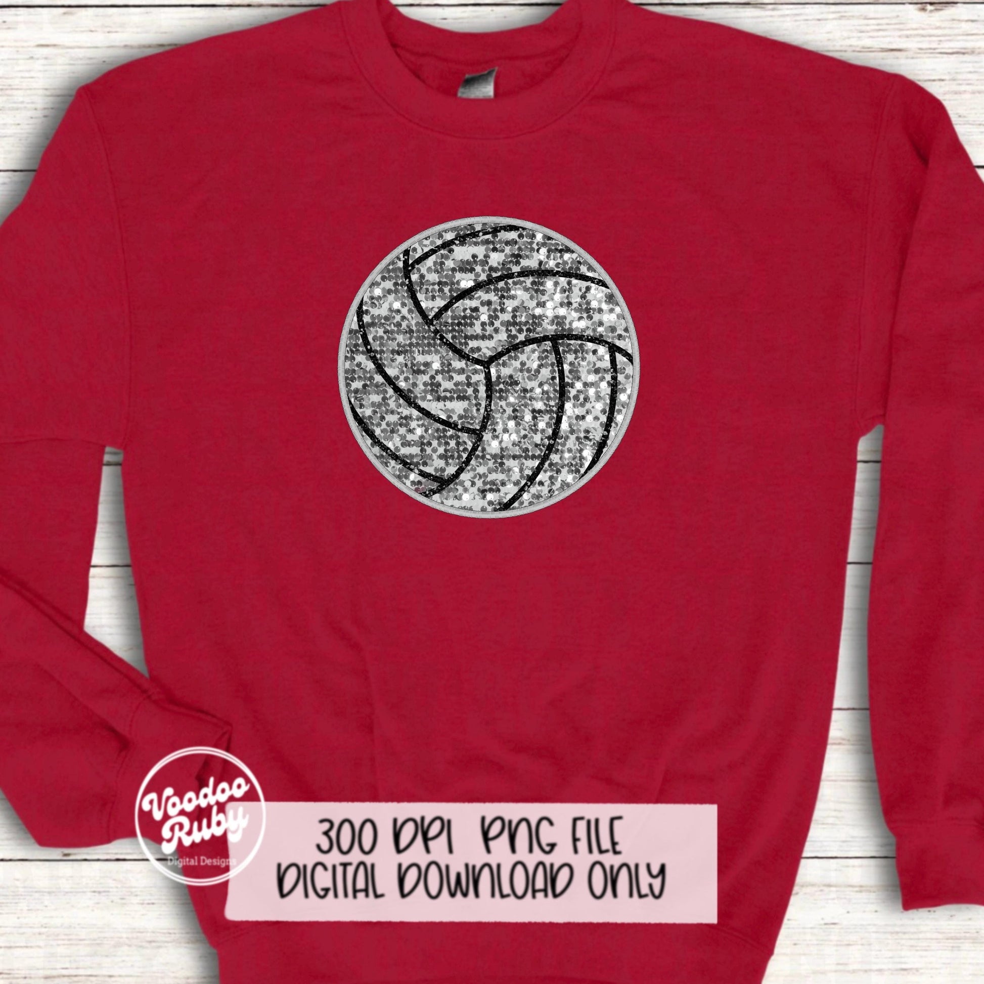 Sequin Volleyball PNG Design Sublimation Hand Drawn Digital Download Faux Sequins Patch png Volleyball Clip Art Volleyball DTF Printable