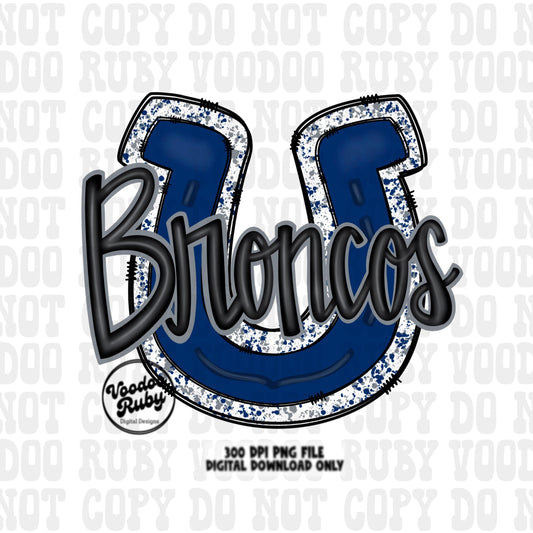 Broncos PNG Design Hand Drawn Digital Download Football PNG Broncos Sublimation Design Blue Gray Broncos Football DTF Printable Cheer png