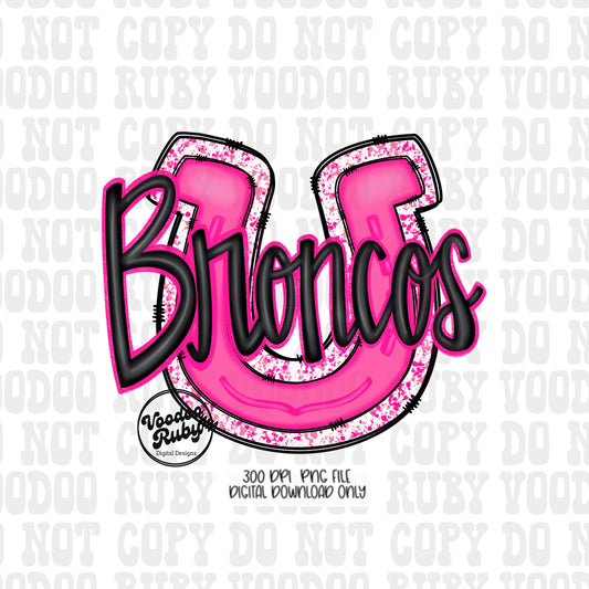 Pink Broncos PNG Design Hand Drawn Digital Download Pink Football PNG Pink Mascot Sports png Clip Art Pink Broncos DTF Printable
