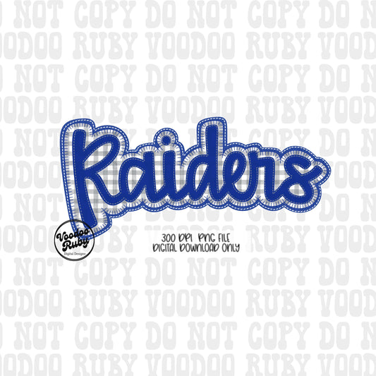 Raiders PNG Design Embroidery Faux Applique Hand Drawn Digital Download Sublimation Raiders PNG Football png Blue Raiders DTF Printable