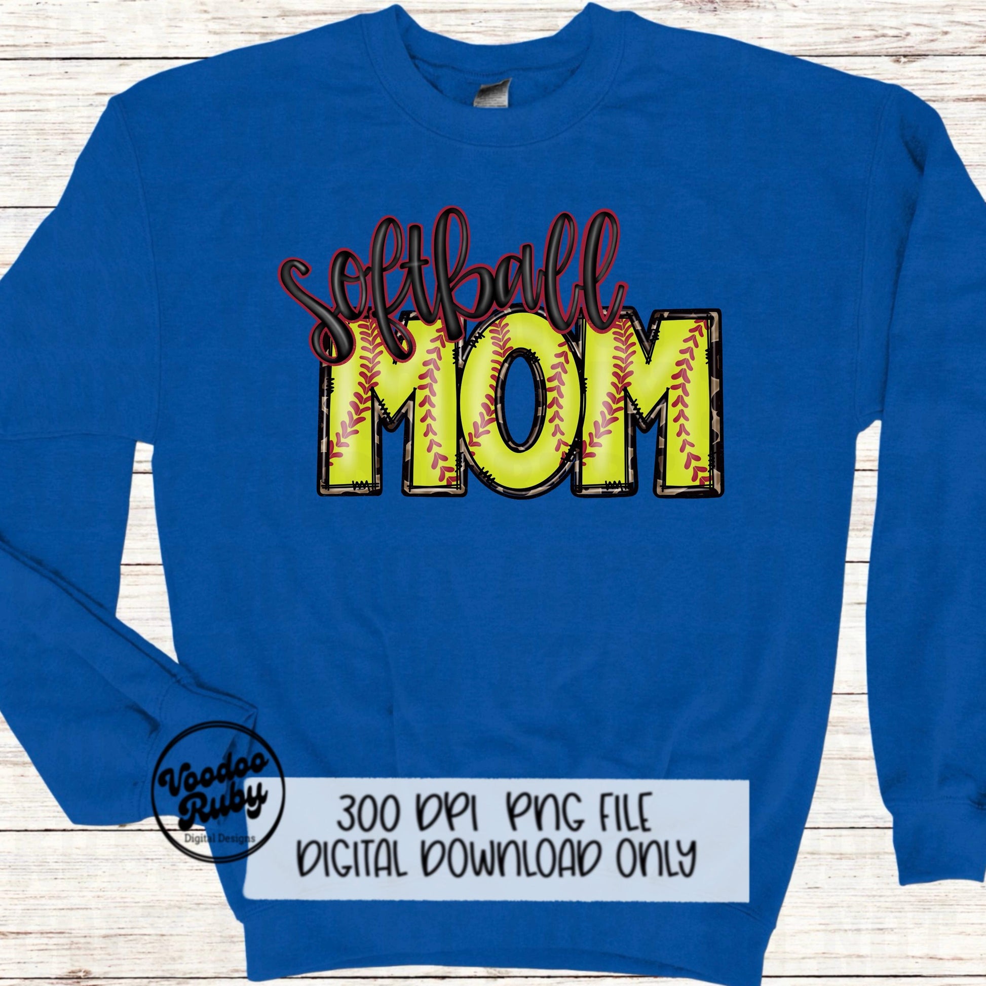 Softball Mom Leopard PNG: Hand-Drawn Doodle Letters (Digital Download