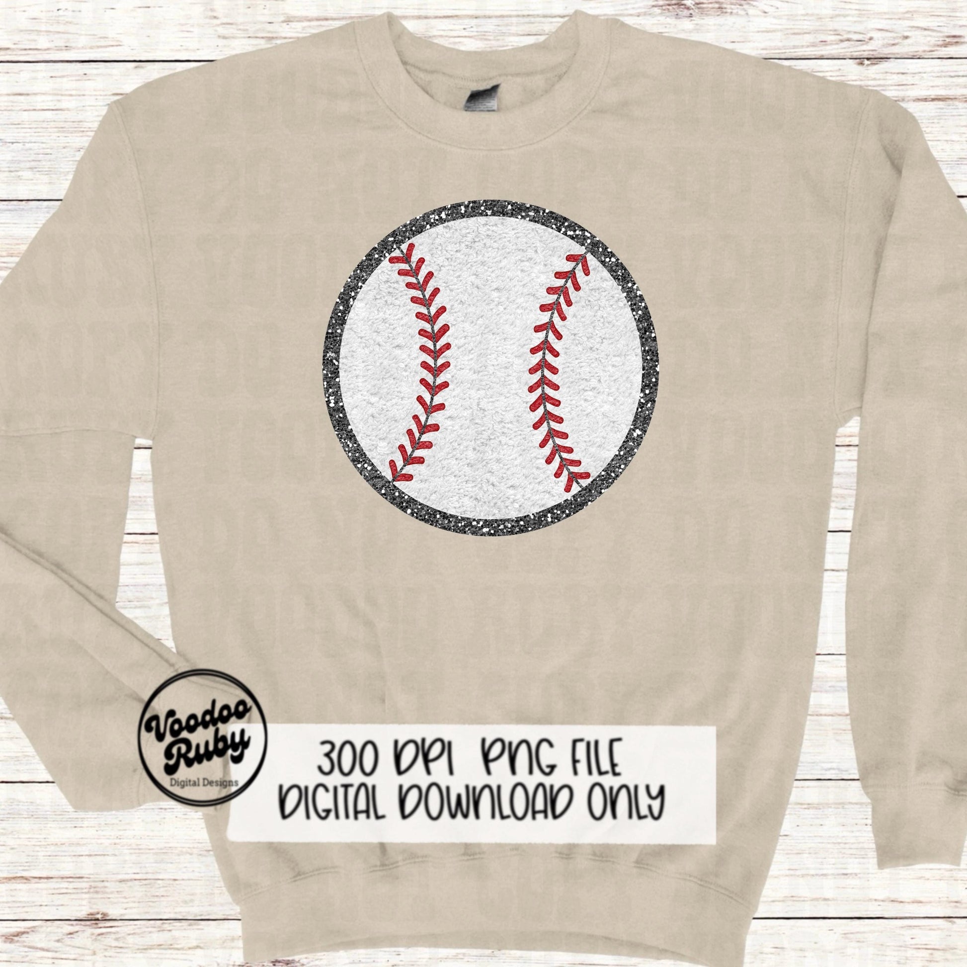 Baseball PNG Design Faux Chenille Patches Faux Embroidery PNG Digital Download Sublimation Baseball DTF Printable